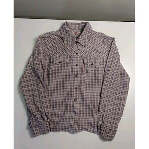 Vintage Copper Key Shirt Womens Plaid Medium Aztec Western Button Up Snap Stripe